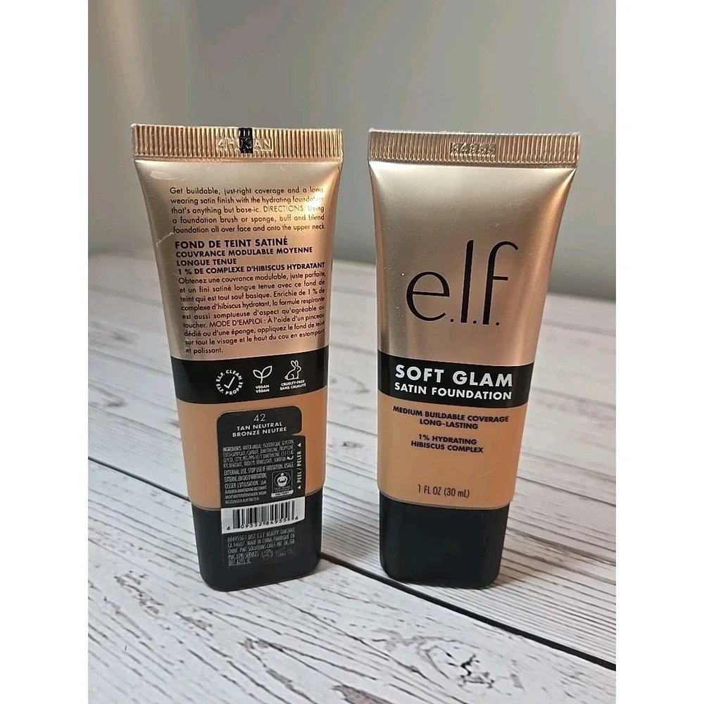 2 Pack - E.L.F. Soft Glam Foundation Medium Coverage Long-Lasting 42 Tan Neutral